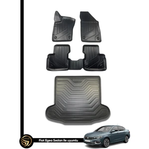 Fiat Egea Sedan 3D Havuzlu Oto Paspas ve Bagaj Havuzu Araca Özel Set