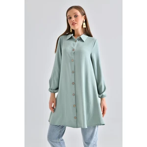 Mint Ahşap Düğmeli Tunik