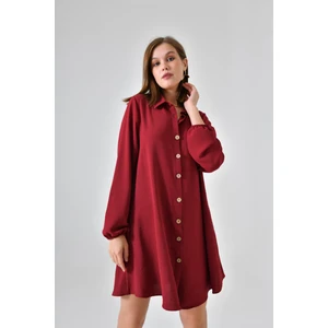 Bordo Ahşap Düğmeli Tunik