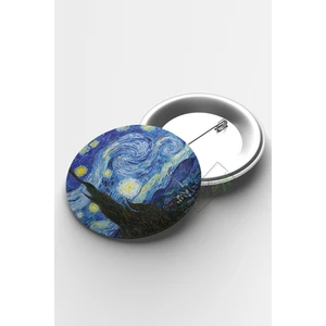 Atölye Çizgi Vincent Van Gogh Starry Night Iğneli Buton Rozet 58MM