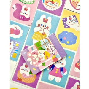 Kağıt Gemi Dükkan Sevimli Tavşan 50 Yaprak Mor Defter Sticker Çıkartma Bullet Journal Defter Süsleme Scrapbook