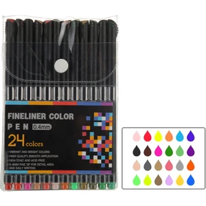 24 Renkler 0.4mm Fineliner Fine Point Kalem Seti Çizim Kalemleri Günlük Yazma Not Alma Takvim Gündemi Yetişkin Boyama (Yurt Dışından)