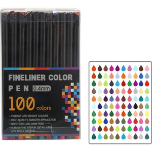 100 Renkler 0.4mm Fineliner Fine Point Kalem Seti Çizim Kalemleri Günlük Yazma Not Alma Takvim Gündemi Yetişkin Boyama (Yurt Dışından)