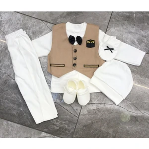 Kids Kabeli Erkek Bebek Mevlütlük Kıyafeti Hediyelik Eldivenli Patikli Erkek Mevlütlük