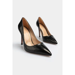 Nişantaşı Shoes Vanessa Siyah Desen Rugan Sivri Burun Kadın Stiletto