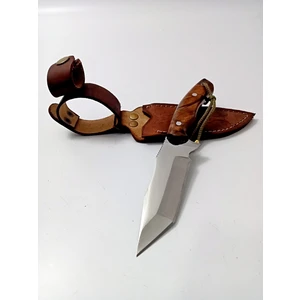 El Yapımı Kök Ceviz Kabzeli Paslanmaz Çelikten Av ve Kamp Bıçağı Kahverengi Doğa Bıçağı