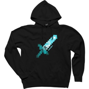 Zoka Wear Minecraft Diamond Sword Siyah Kap onlu Sweatshirt Fiyat