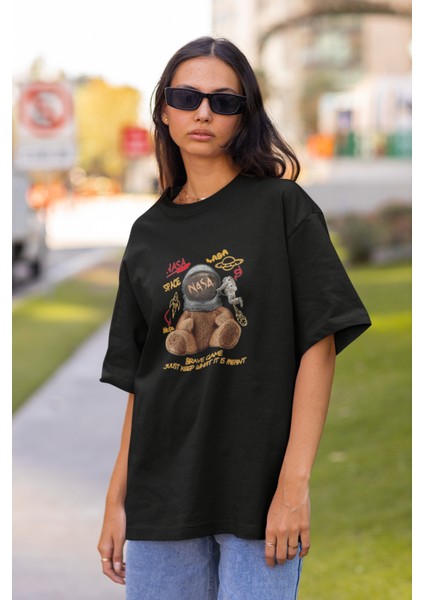 Nasa Bear Tasarım Baskılı Oversize T-Shirt fiyatları