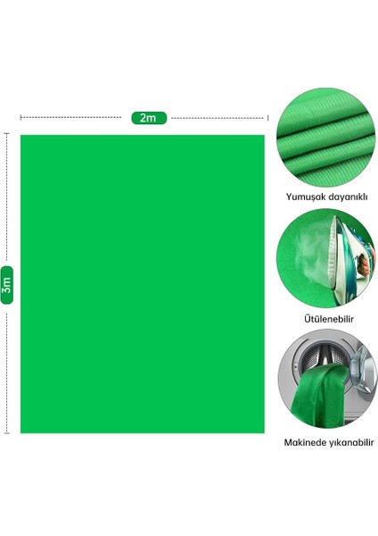 Cazipshop Sosyal Medya Çekimleri Için 2X3M Greenbox Yeşil Fon ve Fon Standı