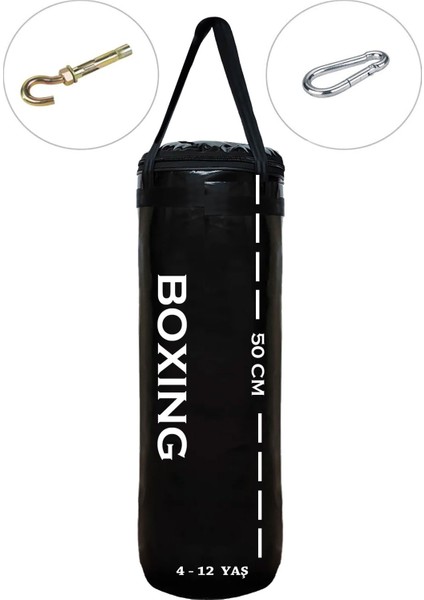 Spor Byfit Yırtılmaz Siyah Deluxe Boxing Kolonlu Boks Torbası ve Tavan Askı Kancası