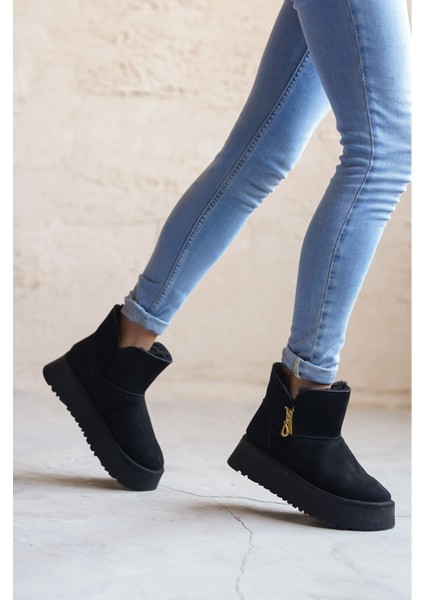 Kadın Getto Kürklü Kısa Bot - Siyah fiyatları