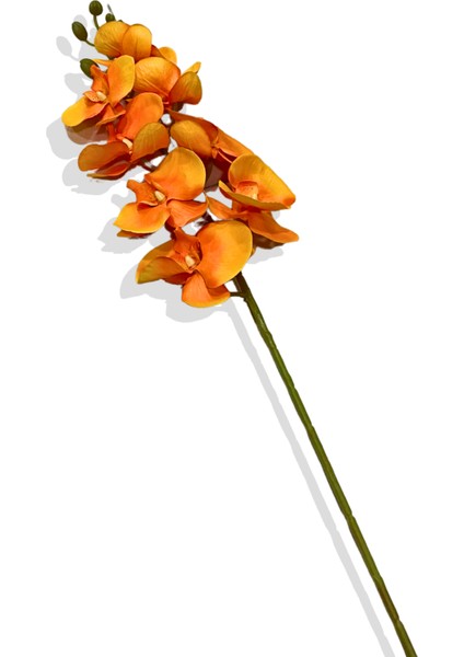 Yapay Tek Dal Turuncu Lüx Orkide 95 cm