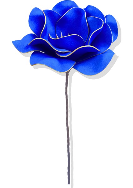 Tek Dal Latex Çiçek Gül Lacivert 60 cm