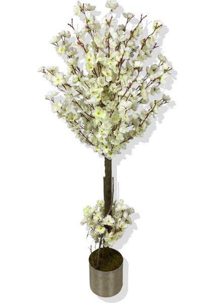 Beyaz Bahar Dalı Yapay Ağaç 120 cm 15X15 Galvaniz Saksı fiyatları