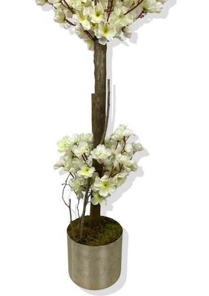Beyaz Bahar Dalı Yapay Ağaç 120 cm 15X15 Galvaniz Saksı indirimleri