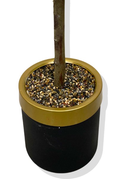 Pembe Lüx Yeşil Yaprak Detaylı Bahar Dalı 160 cm Yapay Ağaç 30X25 Gold Kemerli Saksı indirimleri