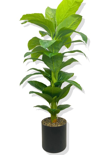 Yapay Koyu Lüx Yaprak Difenbahya Yapay Ağaç 160 cm 30X30 Siyah Galvaniz Saksı fırsatları