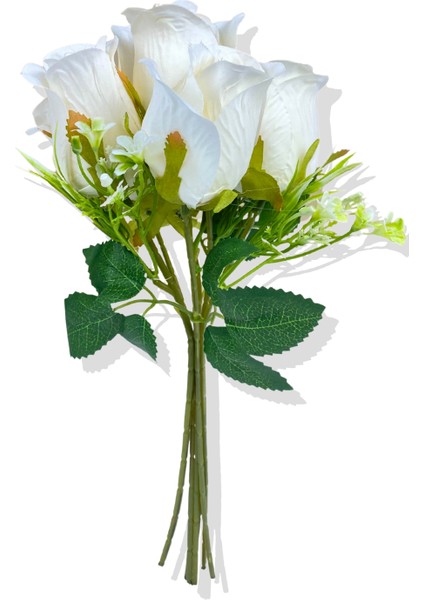 Yapay Beyaz Gelin Eli Gül Demeti 30 cm 7 Dal fiyatları