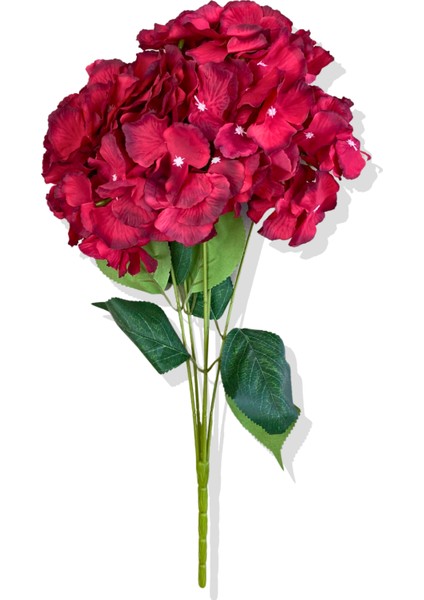 Yapay Kırmızı Ortanca Demeti 35 cm 5 Dal
