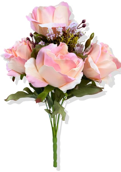 Yapay Pembe Ayçiçek Detaylı Gül Demeti 45 cm 9 Dal fiyatları