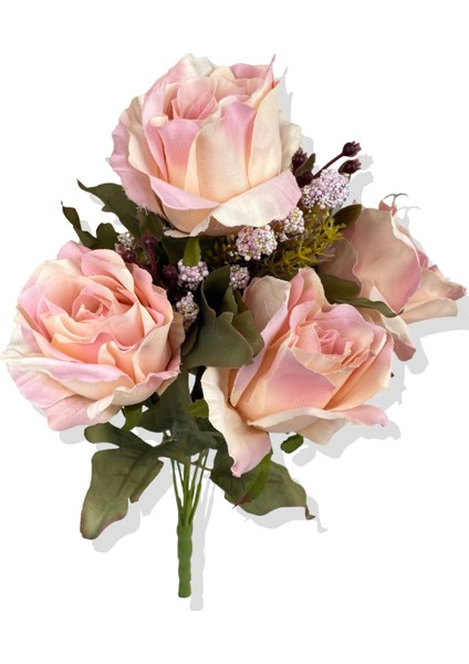 Yapay Pembe Ayçiçek Detaylı Gül Demeti 45 cm 9 Dal modelleri