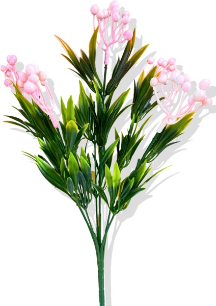 Yapay Püsküllü Tropik Pembe Bitki 6 Dal 35 cm