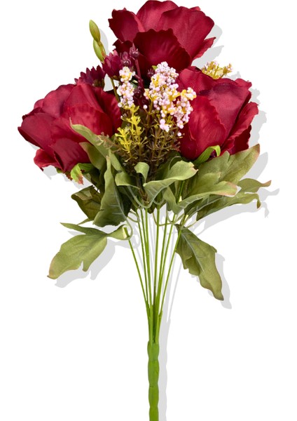 Yapay Kırmızı Ayçiçek Detaylı Gül Demeti 45 cm 9 Dal fiyatları