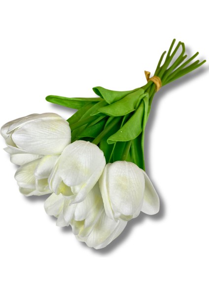 Yapay 10'lu Islak Lale Buketi 33 cm Beyaz modelleri