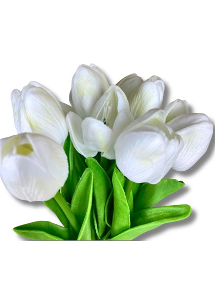 Yapay 10'lu Islak Lale Buketi 33 cm Beyaz fırsatları