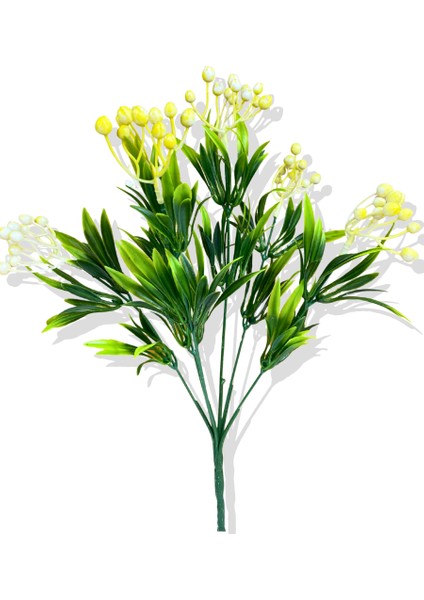 Yapay Püsküllü Tropik Sarı Bitki 6 Dal 35 cm