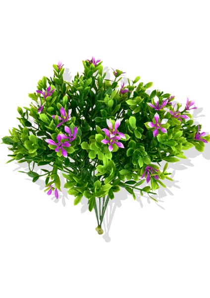 Yapay Lila Yeşillik Demeti 25 cm 7 Dal