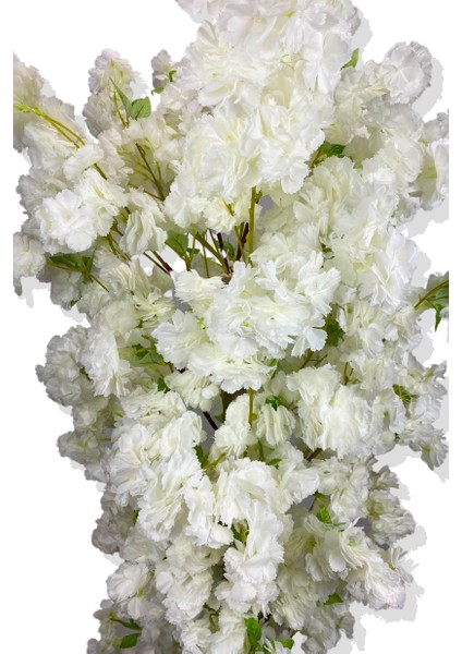 Beyaz Lüx Yeşil Yaprak Detaylı Bahar Dalı 180 cm Yapay Ağaç Beyaz Saksı fırsatları