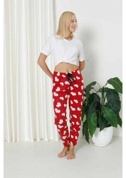 Luxury Soft Welsoft Polar Desenli Kurdeleli Kışlık Pijama Altı Pantolon