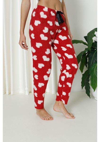 Luxury Soft Welsoft Polar Desenli Kurdeleli Kışlık Pijama Altı Pantolon