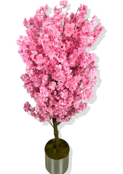 Pembe Lüx Yaprak Bahar Dalı Yapay Ağaç 160 cm 25X25 Galvaniz Saksı modelleri