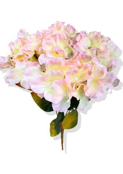 Krem Pembe Yapay Pastel Ortanca Demeti 35 cm 7 Dal