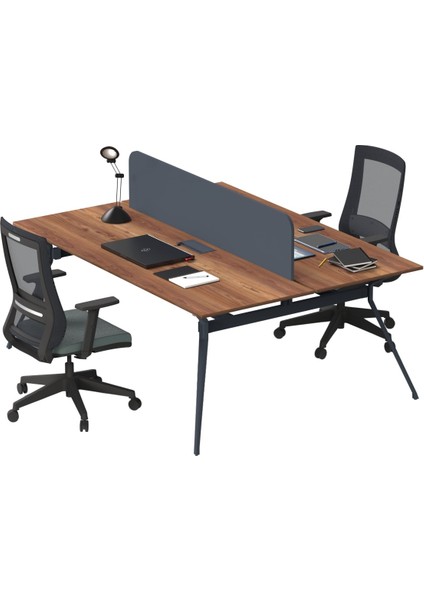 Çağın Ofis Mobilyaları Deep Ikili 140 cm Çalışma Ofis Masa Workstation (Minyatür/antrasit)