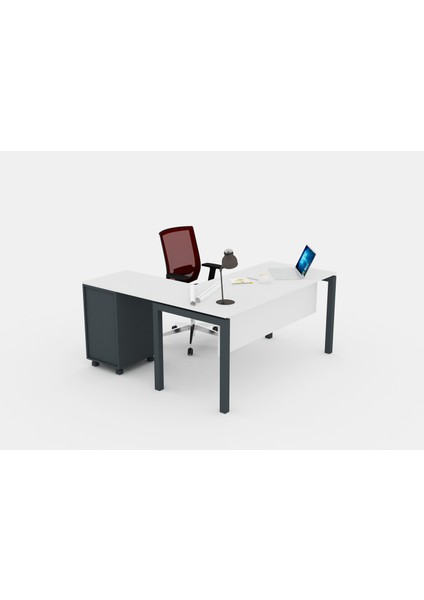 Galaxy 120 cm Yüksek Kesonlu Beyaz Çalışma Ofis Masa Takım (Beyaz/antrasit) fiyatları