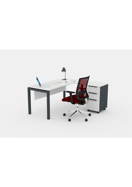Galaxy 140 cm Yüksek Kesonlu Beyaz Çalışma Ofis Masa Takım (Beyaz/antrasit) modelleri