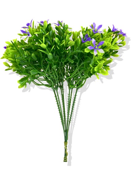 Yapay Mor Yeşillik Demeti 25 cm 7 Dal