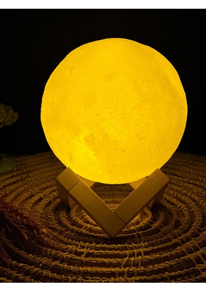 3D Ahşap Standlı Ay Gece Lambası Kalp Kolye Hediyeli Küre LED Başucu Lambası fiyatları