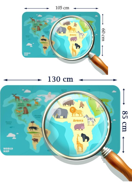 Eğitici Dünya Haritası Dünya Atlası Çocuk ve Bebek Odası Duvar Sticker 3784 fırsatları