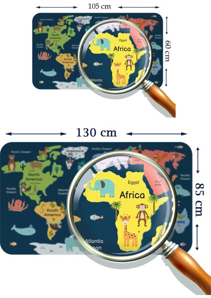 HSD Telekom Eğitici Dünya Haritası Dünya Atlası Çocuk ve Bebek Odası Duvar Stıcker 3810