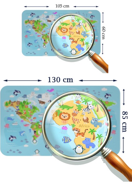 HSD Telekom Eğitici Dünya Haritası Dünya Atlası Çocuk ve Bebek Odası Duvar Stıcker 3783