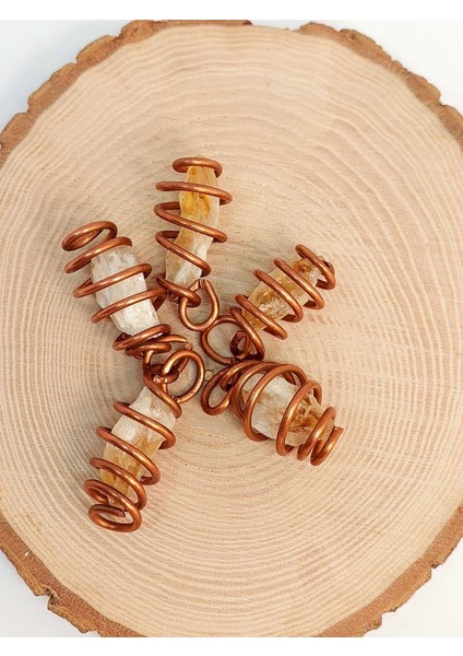 Sitrin Taşı Ham Parça Bakır Spiral Otantik Kolye Ucu modelleri