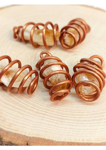 Sitrin Taşı Ham Parça Bakır Spiral Otantik Kolye Ucu fırsatları