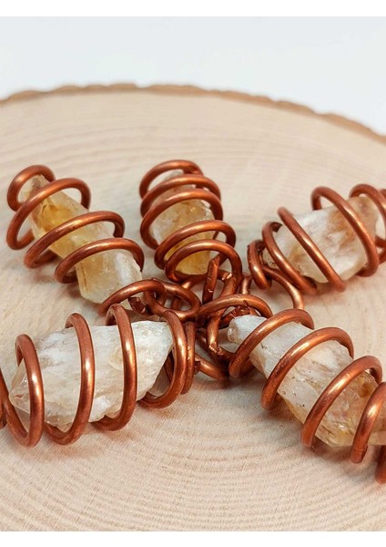 Sitrin Taşı Ham Parça Bakır Spiral Otantik Kolye Ucu indirimleri
