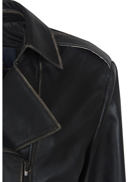 WM022 Gerçek Deri Cropcut Biker Kadın Deri Mont modelleri