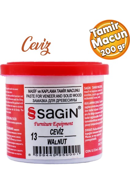 Çok Amaçlı Ahşap Parke Masa Sehpa Çizik Çok Amaçlı Tamir Dolgu Macunu Ceviz 200 Gr