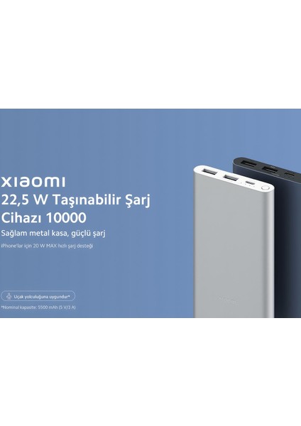 Mi 22.5W 10000 Mah Iphone Android Uyumlu Taşınabilir Şarj Cihazı Aleti Powerbank